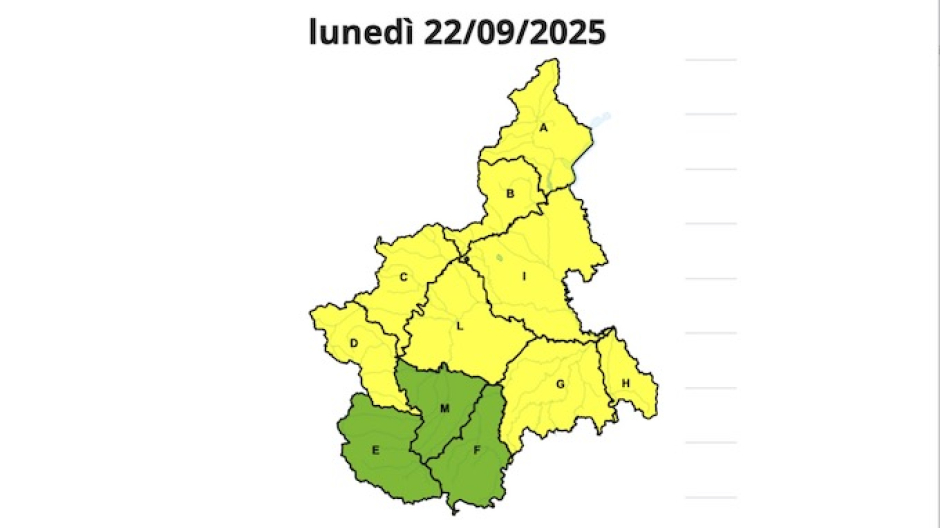 Meteo, allerta gialla di Arpa Piemonte per la giornata di lunedì