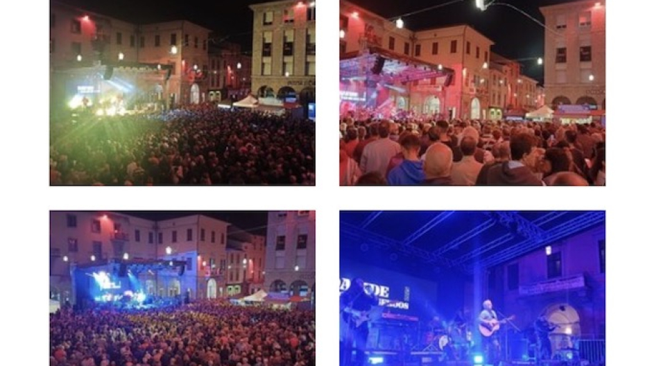Borgomanero, piazza gremita per Davide Van de Sfroos