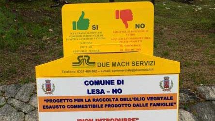 Lesa: contenitore per la raccolta di olio vegetale esausto