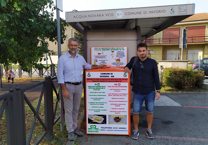 Invorio: installati 3 contenitori per la raccolta di olio da cucina esausto