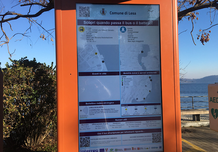 Installato a Lesa il totem digitale di Interreg per la mobilità dolce