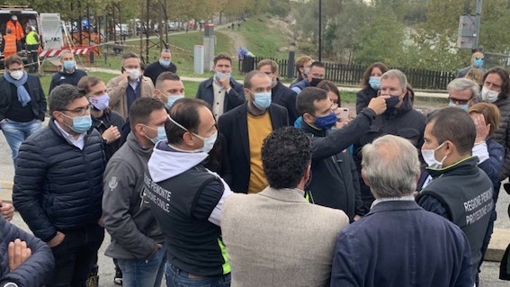 Sopralluogo del governatore Cirio e degli assessori Marnati e Gabusi a Romagnano Sesia e Grignasco