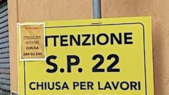 Sp22, nuova proroga sospensione al traffico veicolare in un tratto sino al 9 agosto