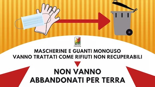 Anci Piemonte ai cittadini: mascherine e guanti non vanno gettati a terra