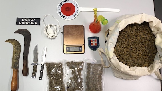 Novara, escandescenze durante l'esecuzione di un Tso: la polizia locale trova un kg di droga
