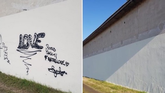 Trecate: imbrattato il muro esterno del cimitero, ora ridipinto
