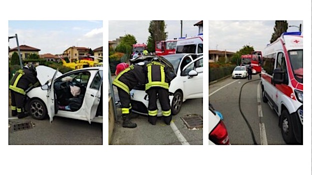 Incidente stradale ad Oleggio: intervento dei vigili del fuoco