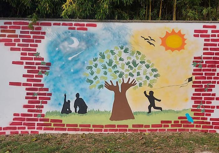 Romentino, inaugurato il murales Parco della Camarlona