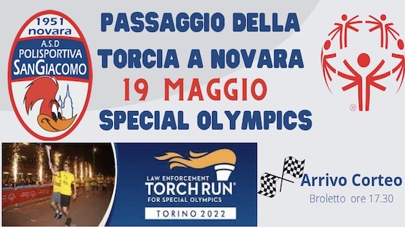 Special Olympics, transito della Torch Run a Novara
