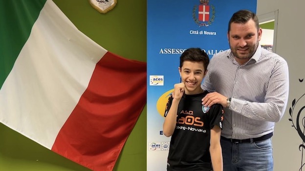 Il campione italiano di kickboxing Federico Sgrò, ricevuto dall'assessore De Grandis