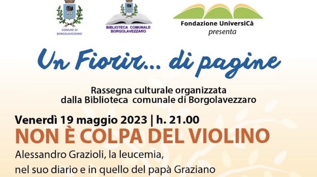 Borgolavezzaro, nuova tappa di presentazione del libro "Non è colpa del violino"