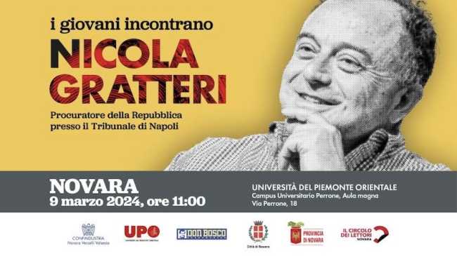 Novara, già tutto esaurito per l'incontro con Nicola Gratteri del 9 marzo