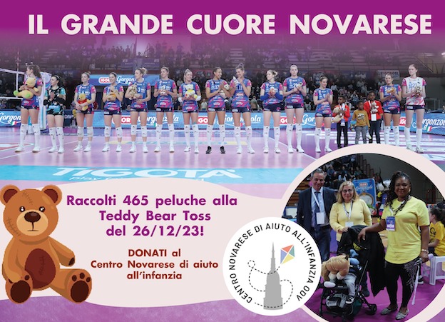 Igor Volley, 465 peluche donati al Centro Novarese di aiuto all'infanzia ODV