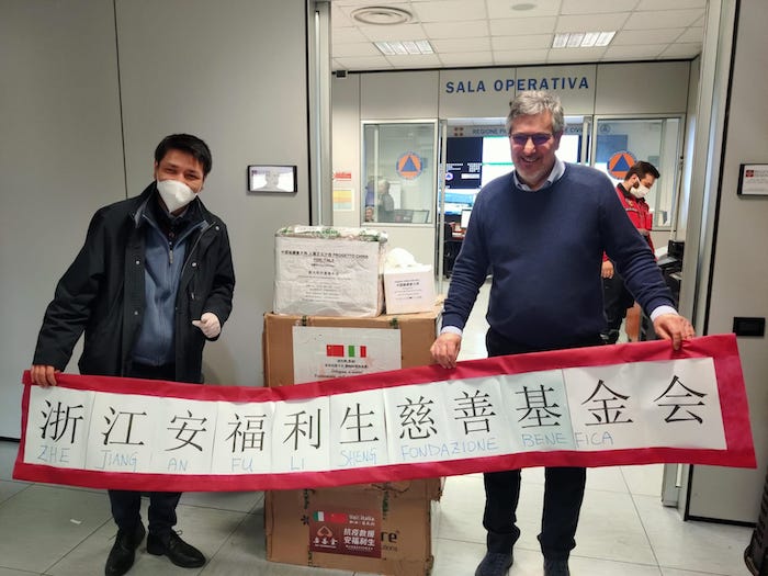 Dalla Cina in dono al Piemonte 10 ventilatori polmonari 