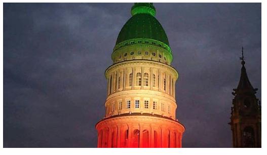 Diretta Facebook su novara24 dell'accensione del tricolore sulla Cupola