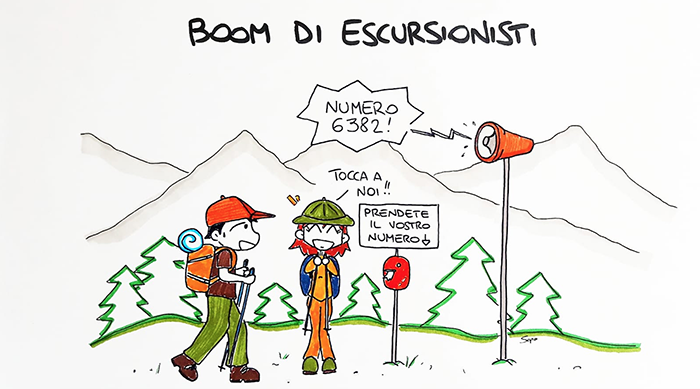 Il boom di turisti nelle nostre vallate nella nuova vignetta di Sapo