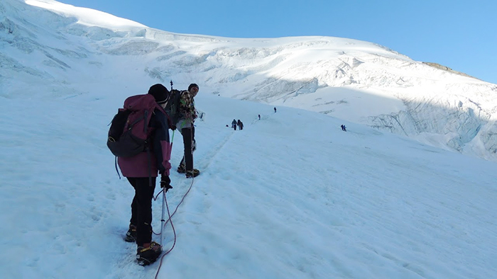 Gianpaolo Fabbri ci accompagna sulla Weissmies. Foto