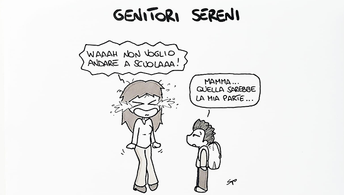 La ripresa "in tranquillità" della scuola nella nuova vignetta di Sapo
