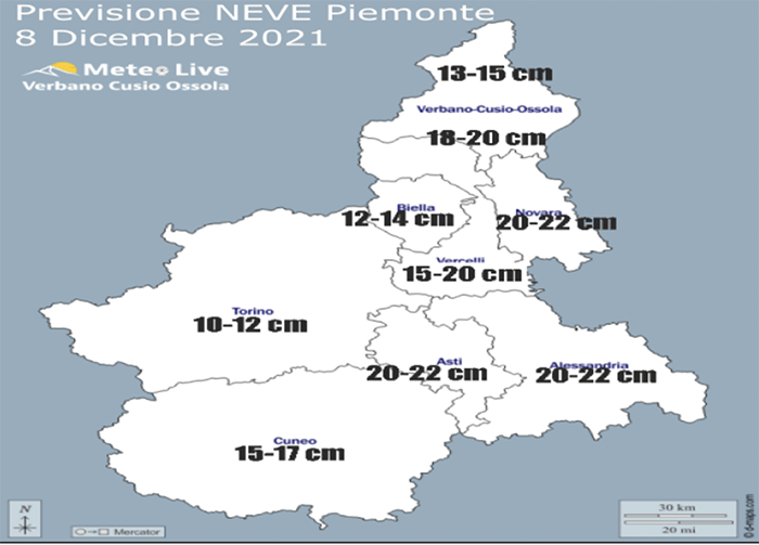  In arrivo "la nevicata perfetta" mercoledì in Piemonte. La previsione di meteolivevco 