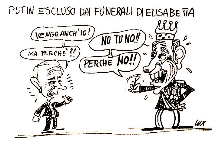 La vignetta di Lux: Putin l'assenza ai funerali reali  