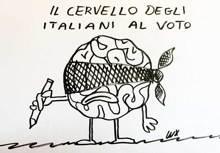 Ecco come la matita di Carlo Lux disegna gli italiani al voto(a seggi ancora aperti)