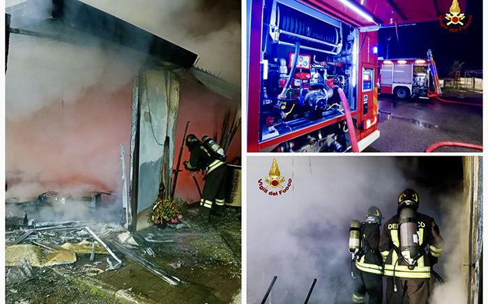 Incendio di un bar ad Invorio, vicino a un distributore. Intervento dei Vvf