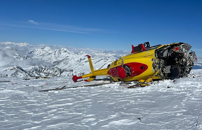 Elicottero precipitato sul Monte Rosa: nessun ferito grave, recuperati i 4 a bordo