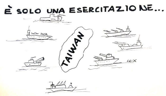 Guerra? No un'esercitazione. La vignetta dell'architetto Carlo Lux