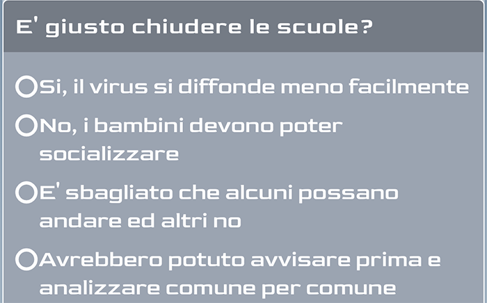 E' giusto chiudere le scuole? Nuovo sondaggio sulla app NEWS24. Votate