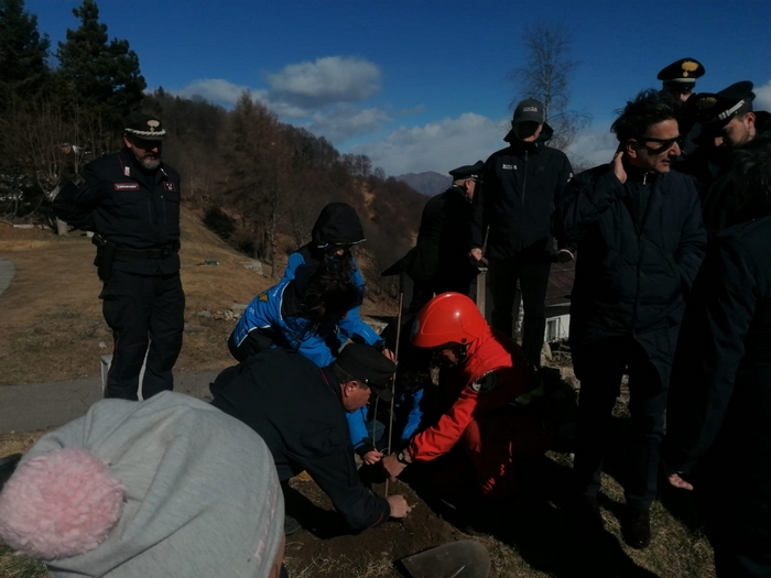 Carabinieri e bambini piantano 90 alberi sul pendio del Mottarone "ferito"
