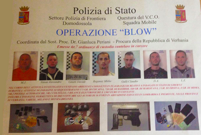 Italiani ed albanesi arrestati dalla polizia domese per spaccio di droga, possesso di armi e furti