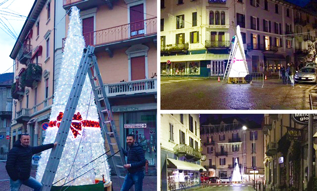 Un albero di luci di 5 metri. Due negozianti abbelliscono il Natale domese