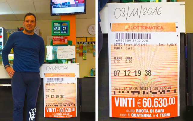 Punta 1 euro e mezzo al lotto e ne vince oltre 60 mila