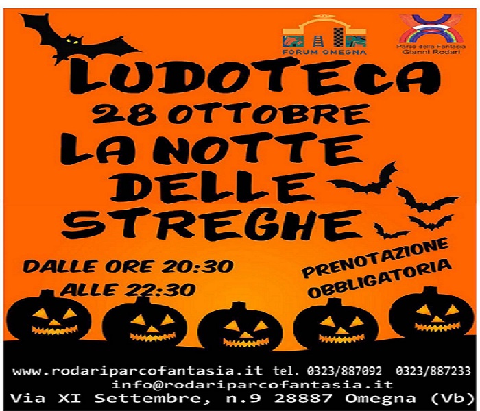 Venerdì 28 settembre “La Notte delle Streghe” in Ludoteca