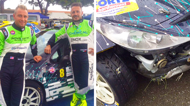 Rally: Caffoni- Grossi si ritirano dal Riviera Jonica dopo avere bocciato contro un muretto. Erano terzi assoluti