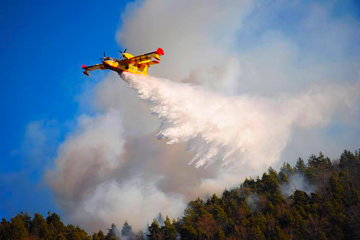 Grosso incendio sopra Premosello, intervengono due Canadair per spegnere le fiamme