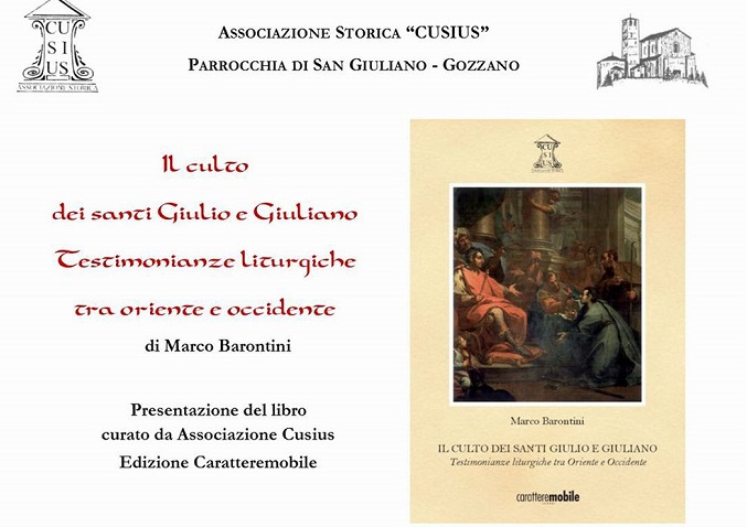 Presentazione del libro sul culto dei santi Giulio e Giuliano venerdì 3 marzo a Gozzano