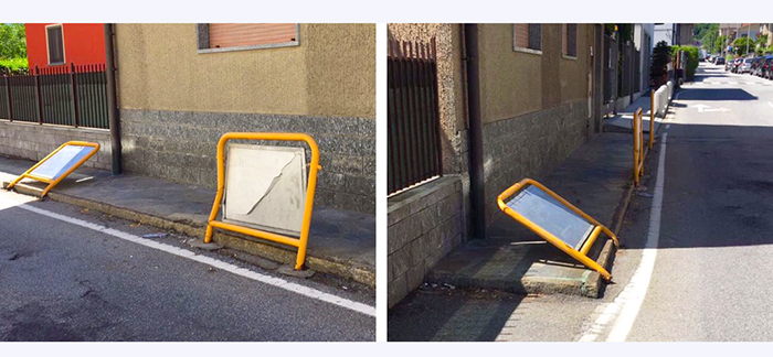 Sbatte con l'auto, la posteggia e se ne và. Rimossa col carroattrezzi