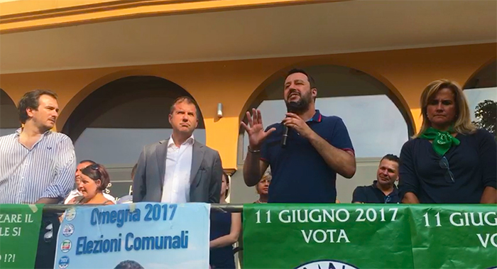 Comizio ad Omegna di Matteo Salvini. Video