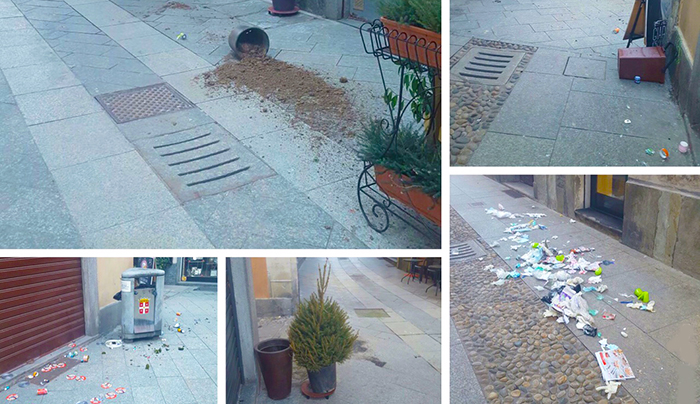 Dopo i vandalismi di sabato in centro a Domo il Pd sollecita provvedimenti coercitivi