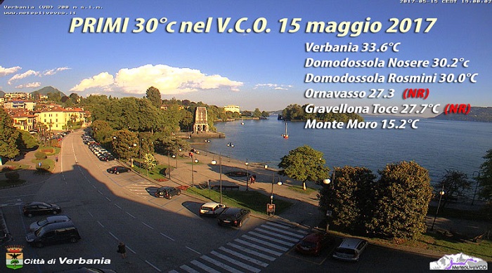E' arrivato il caldo nel Vco. Nuovo record per Gravellona e Ornavasso che superano i 27°C