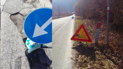 Pieve: nuovi cartelli per segnalare le buche sulle strade: “Non bastano, concordare interventi”