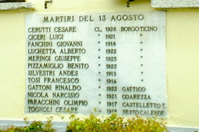 Borgo Ticino ricorda i 13 Martiri. Va avanti la causa intentata dal Comune contro la Germania