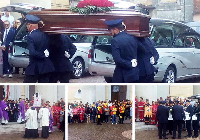 Oleggio: iniziato il funerale di Cristian, Dawna e della piccola Crystal, morti sotto il ponte Morandi