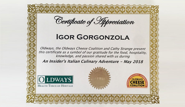 Prestigioso riconoscimento per la Igor Gorgonzola di Cameri