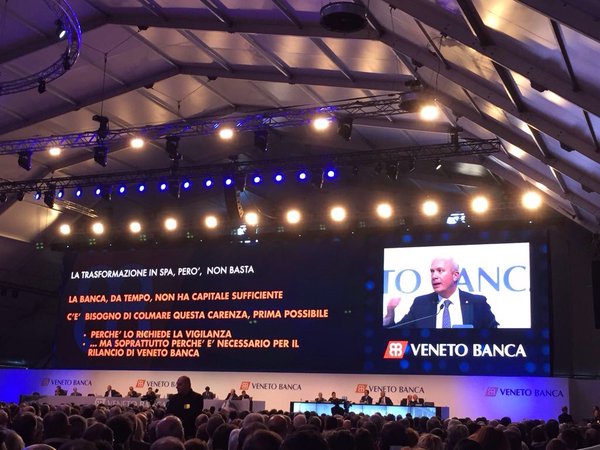 Veneto Banca, voto bulgaro per la spa: 97%