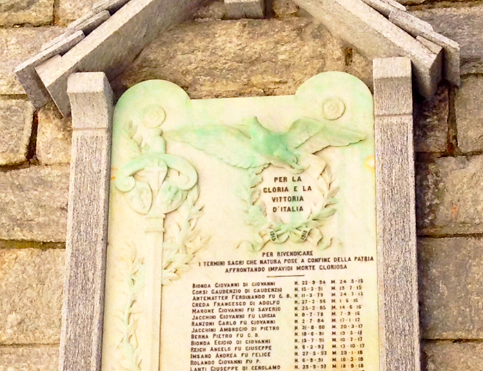    Macugnaga: una lapide in ricordo della Grande Guerra