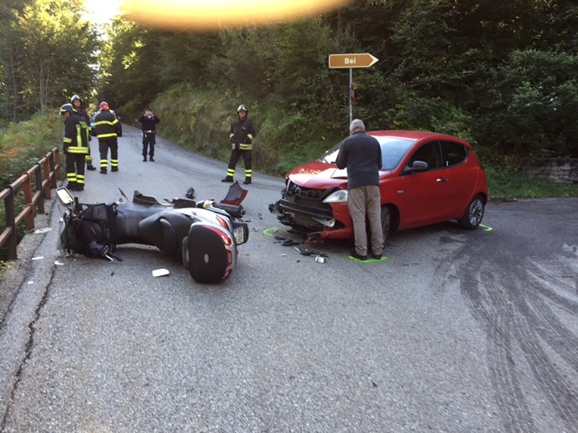 Incidente a Vagna. auto contro moto